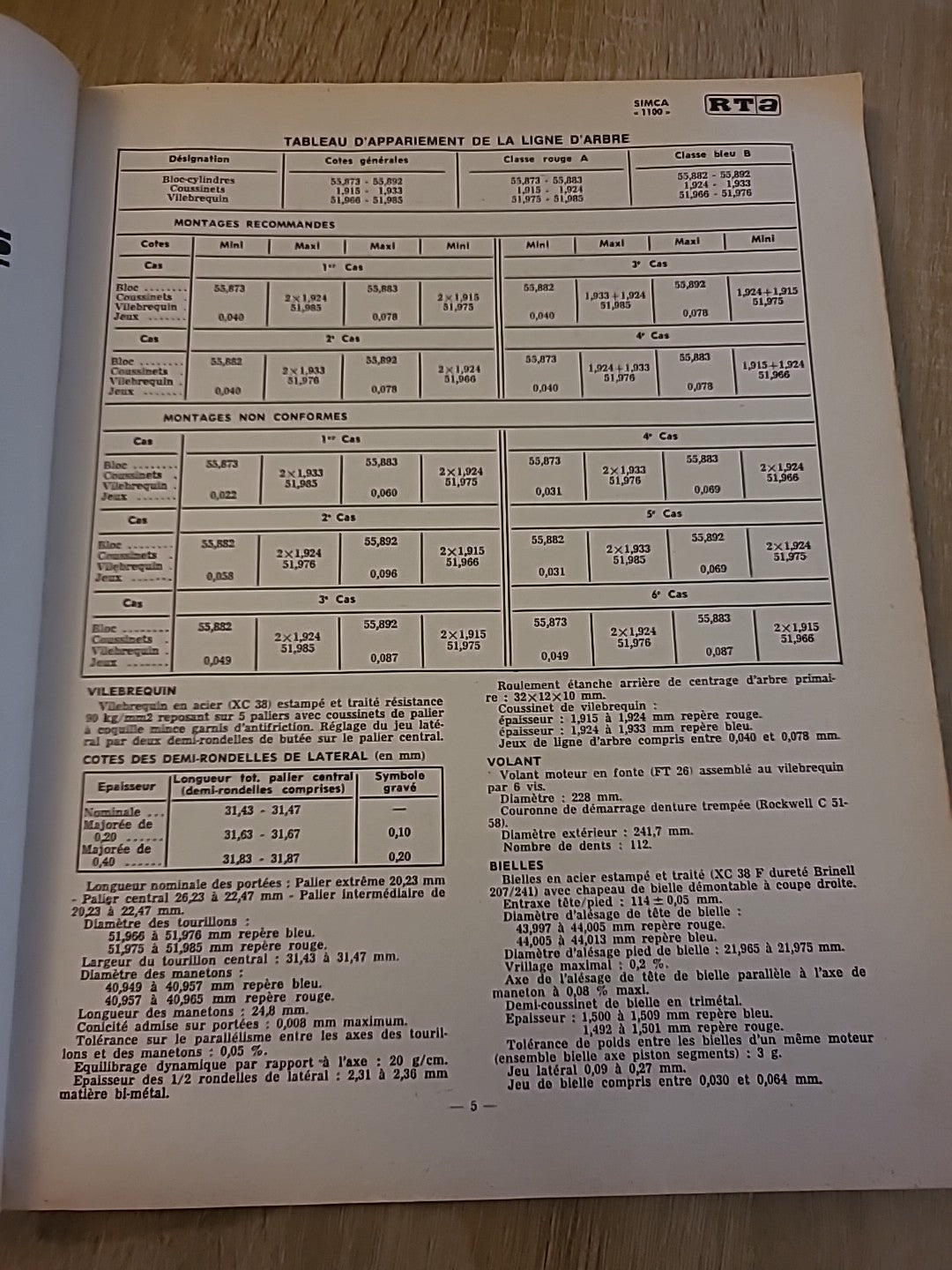 Revue Technique Auto SIMCA 1100 RTA de 130 pages (Liv85)