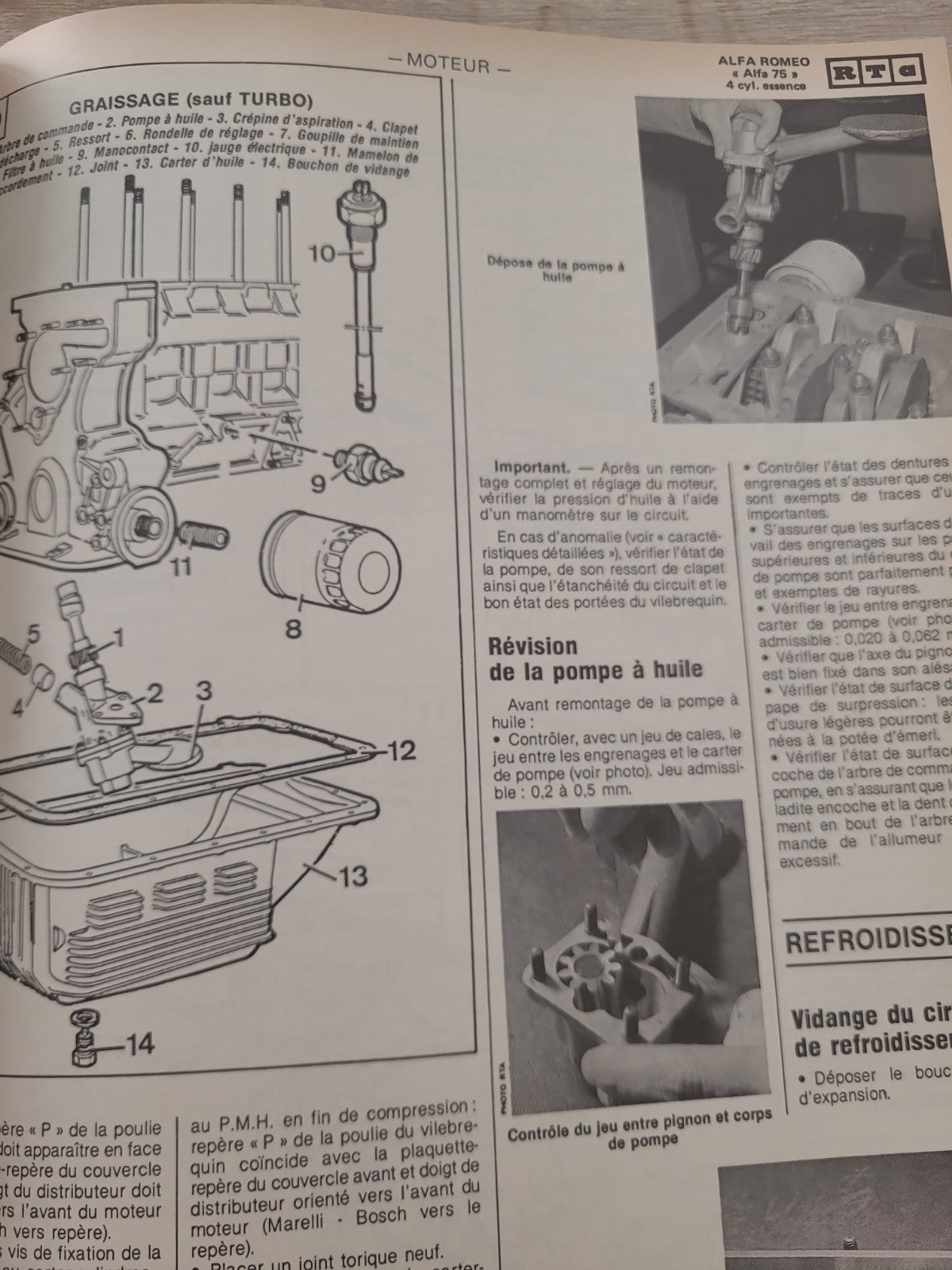 RTA Revue Technique Automobile Alfa Roméo 75 Essence 1988 (Liv224)