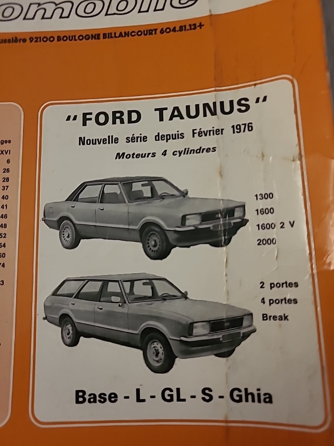 Revue Technique Auto FORD TAUNUS 1976 RTA de 90 pages (Liv75)