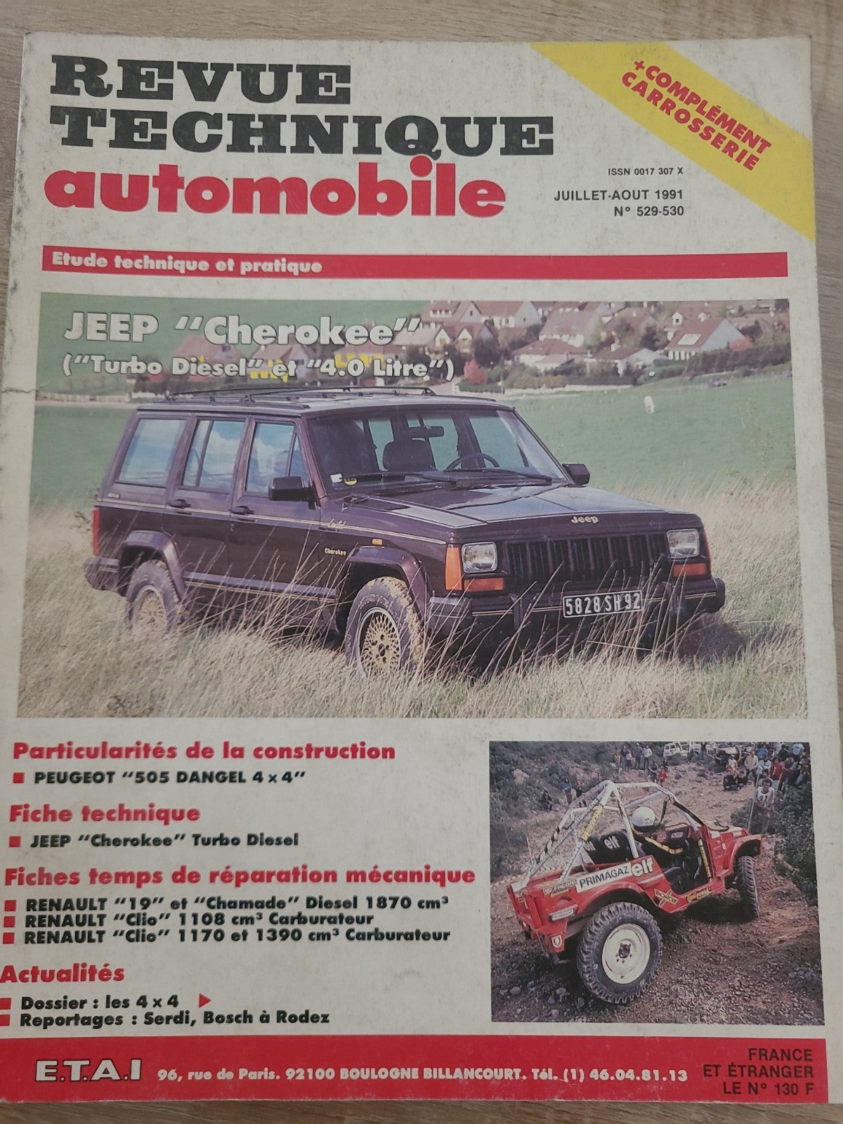 RTA Revue Technique Automobile Jeep Cherokee Turbo Diesel Et 4 Lit 1991 (Liv194)