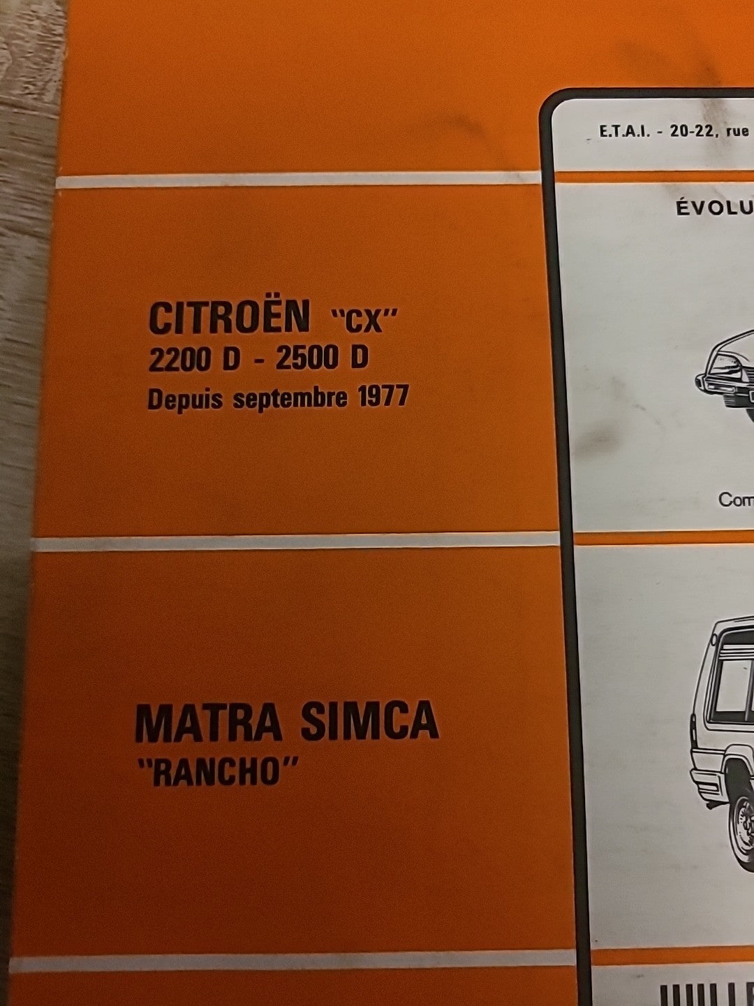 Revue Technique Auto Citroën CX Diesel Matra Rancho RTA de 140 pages (Liv108)