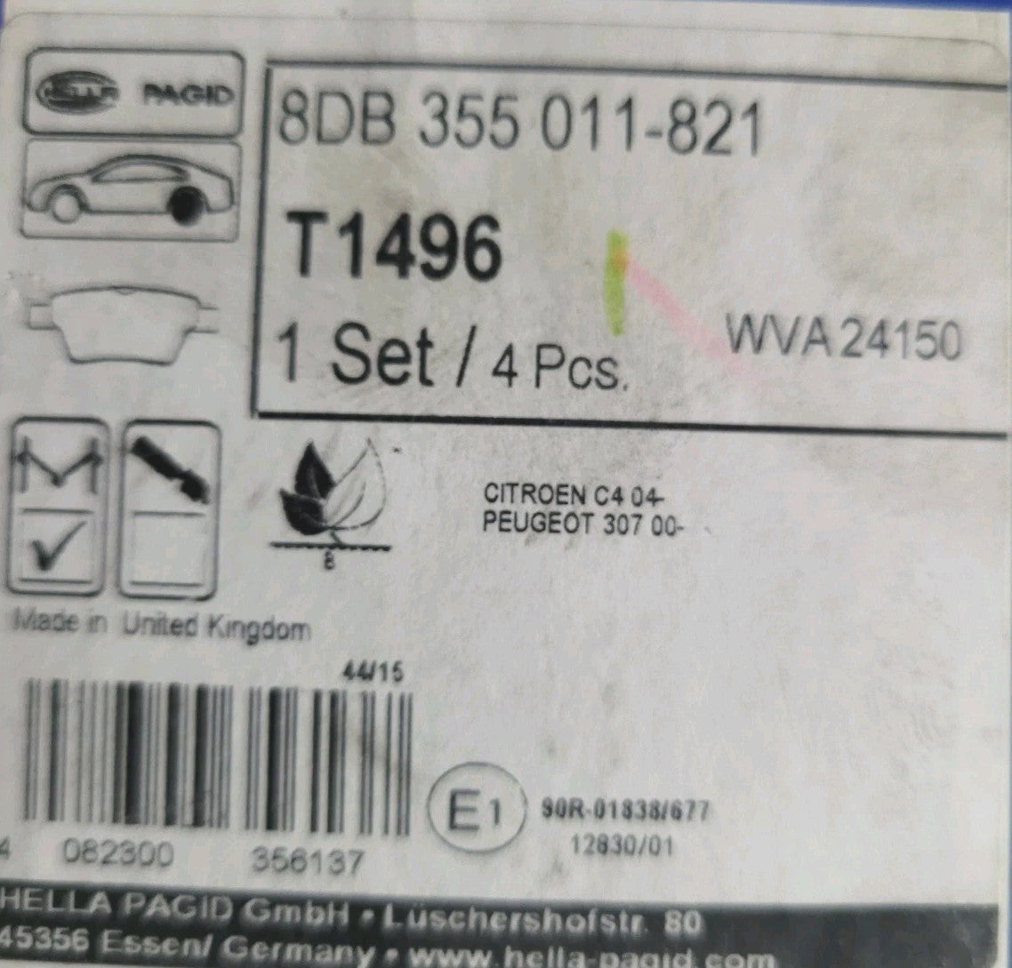 Jeu De Plaquettes Arrière Citroën Peugeot  Hella Pagid wva24150 (#AUT194)
