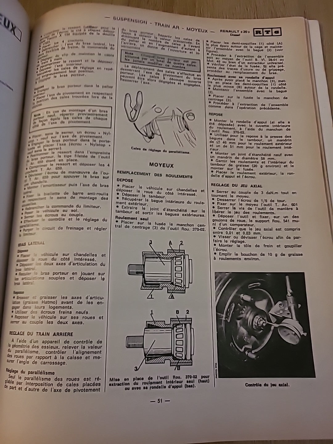 Revue Technique RENAULT 20 Diesel Turbo D  RTA de 108 pages (Liv70)