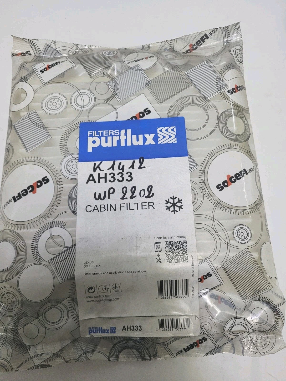 filtre Habitacle Toyota Lexus Purflux AH333 (#AUT15)