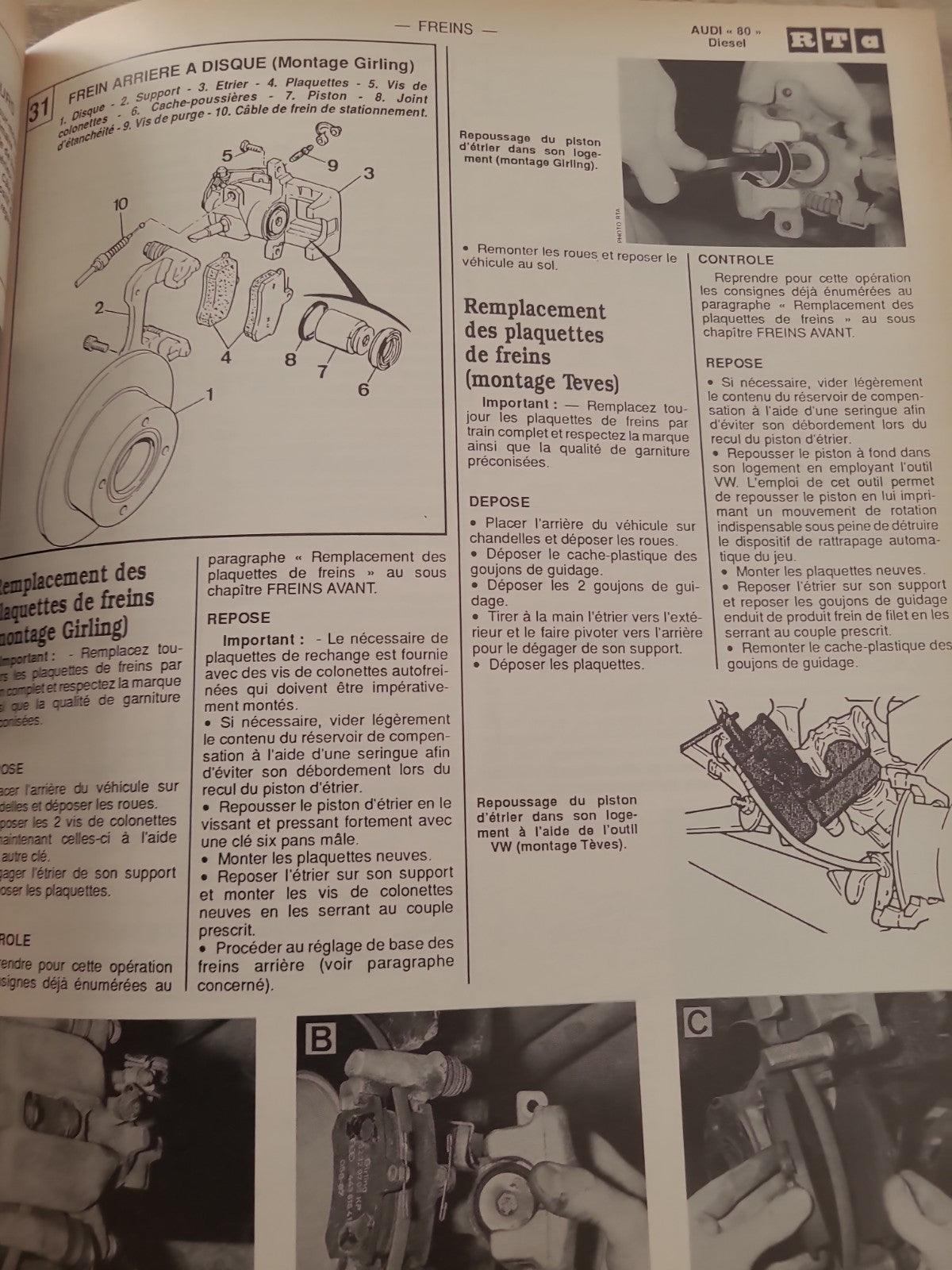 RTA Revue Technique Automobile Audi 80 Diesel Et Turbo Diesel 1990 (Liv202)