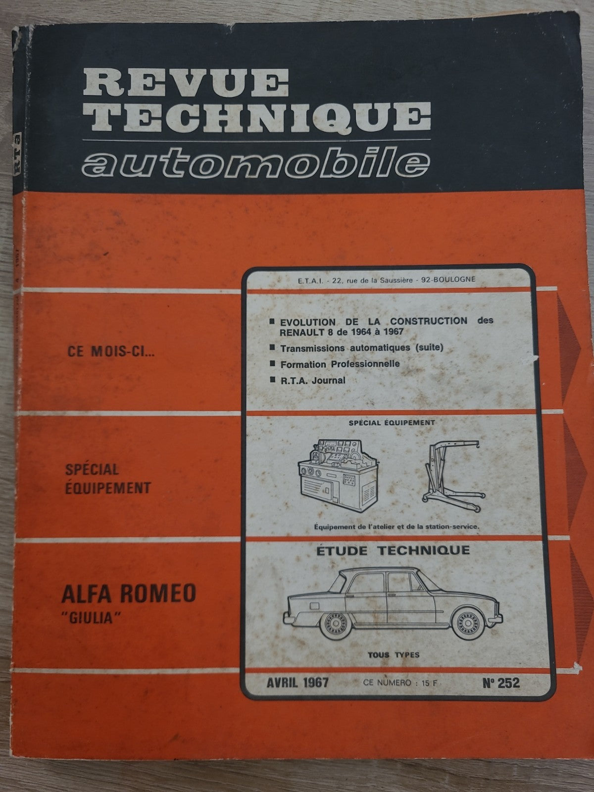 RTA Revue Technique Automobile Alfa Romeo Giulia 1967 (Liv168)