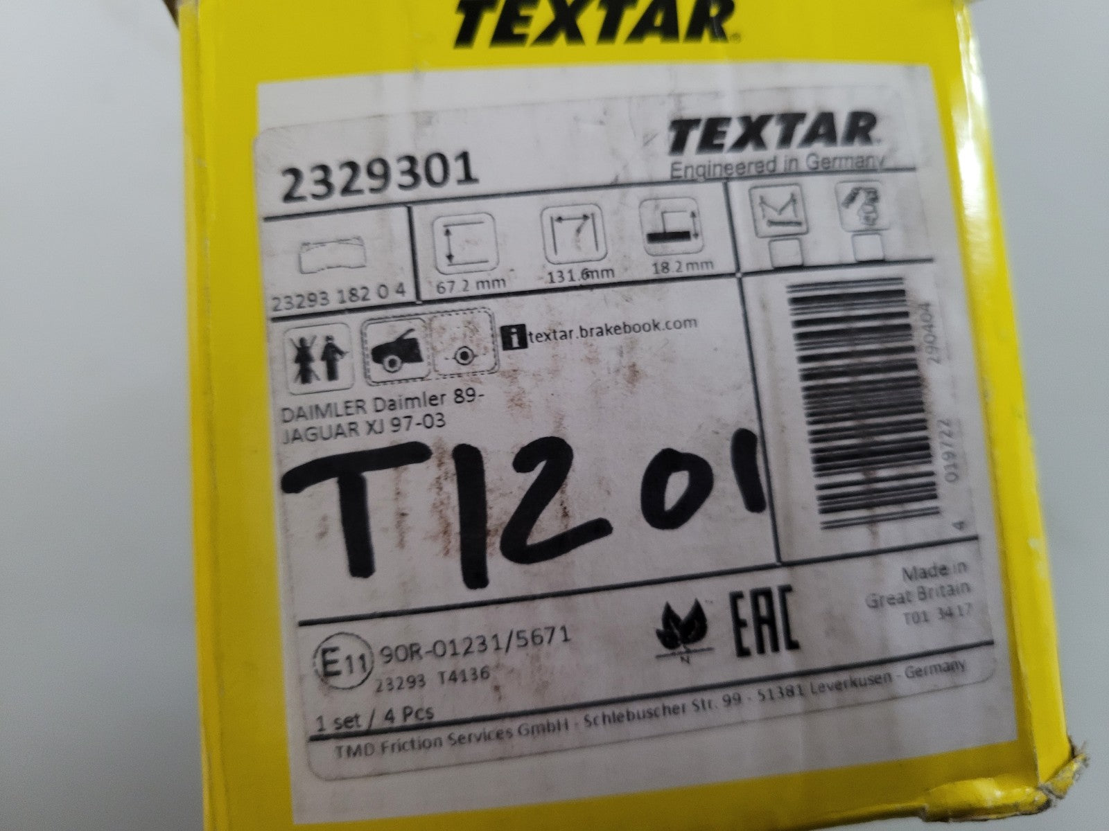 Jeu De Plaquettes Textar Daimler Jaguar Audi Fiat 2329301  (#AUT111)