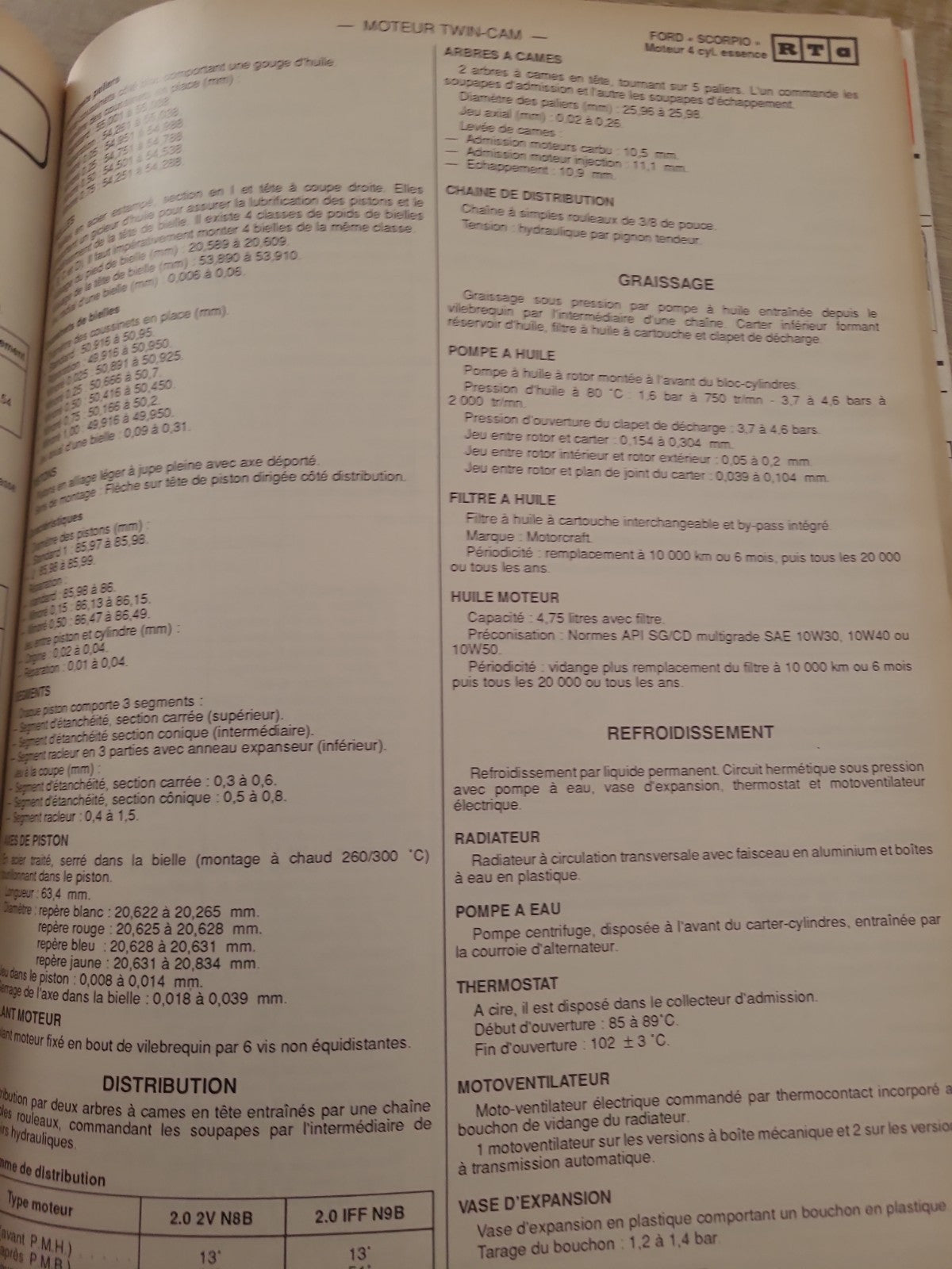 RTA Revue Technique Automobile Ford Scorpio Essence 1989 (Liv188)