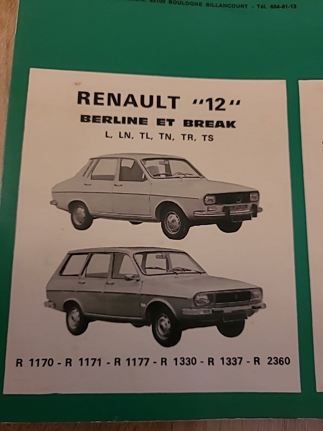 Revue Technique RENAULT 12  RTA de 118 pages (Liv67)