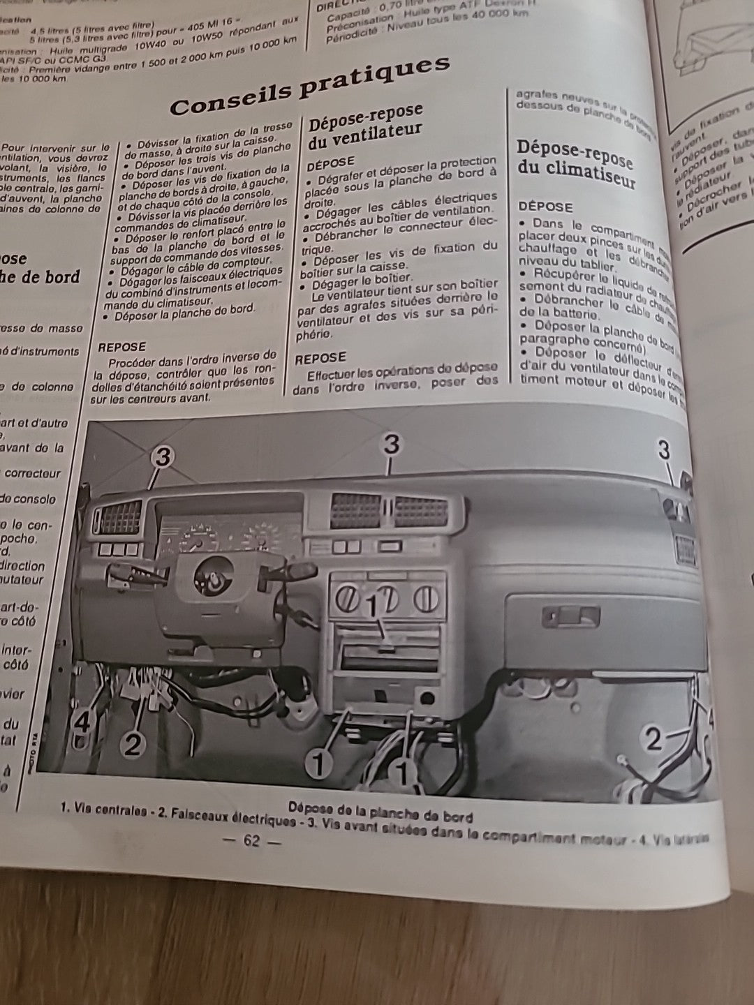 Revue Technique PEUGEOT 405 INJECTION MI16 ... RTA de 94 pages (Liv39)
