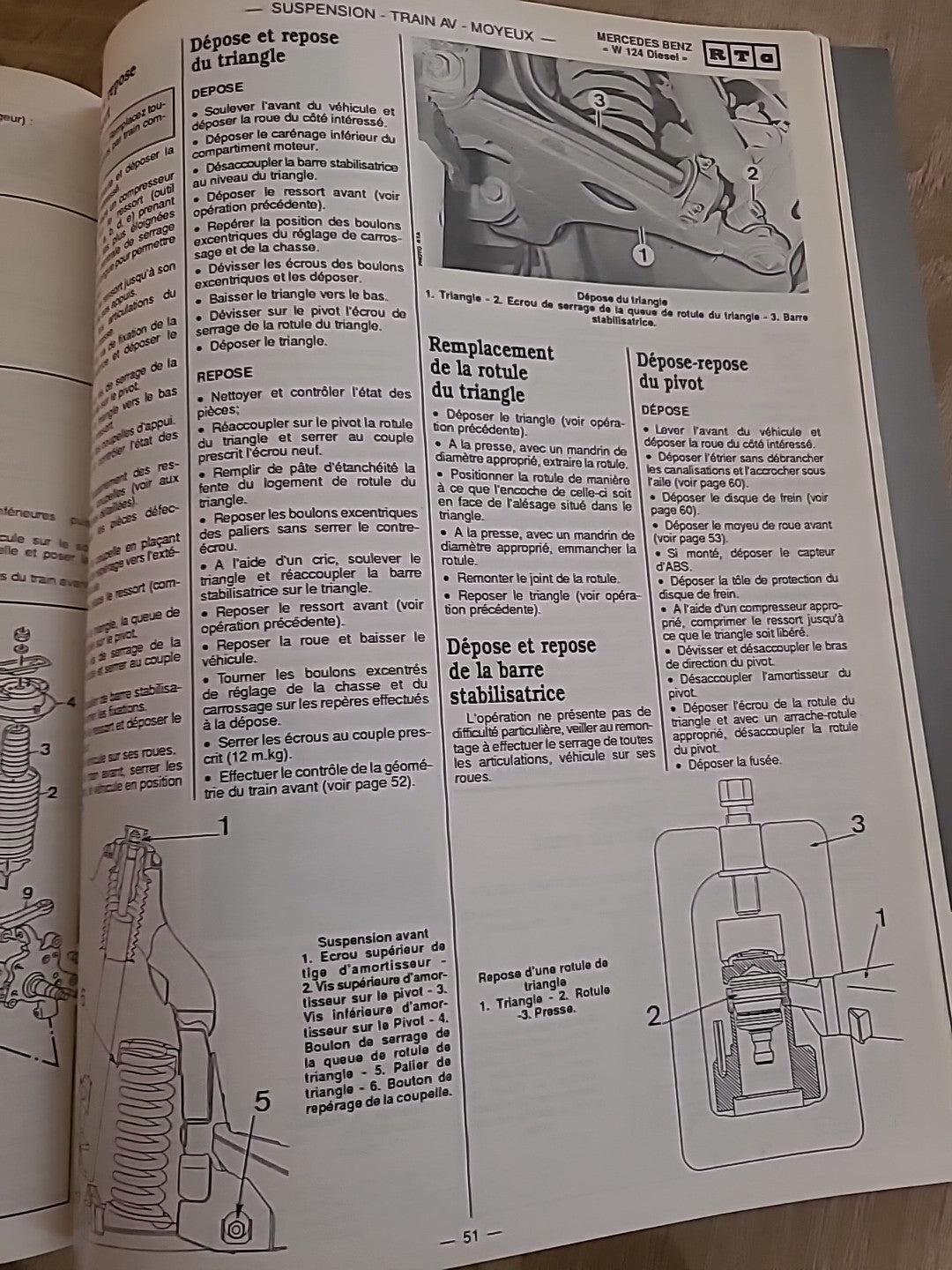 Revue Technique MERCEDES 200 300 W124  RTA de 106 pages (Liv35)