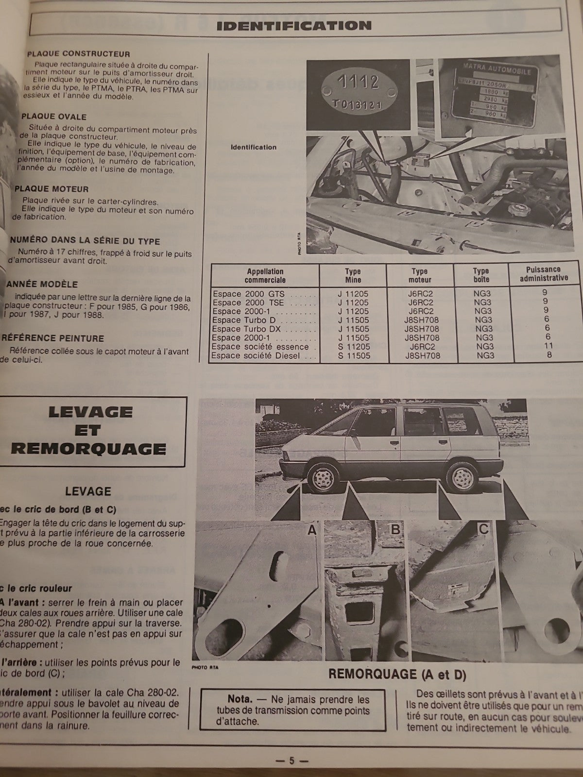 RTA Revue Technique Automobile Renault Espace Essence Et Diesel 1987 (Liv192)
