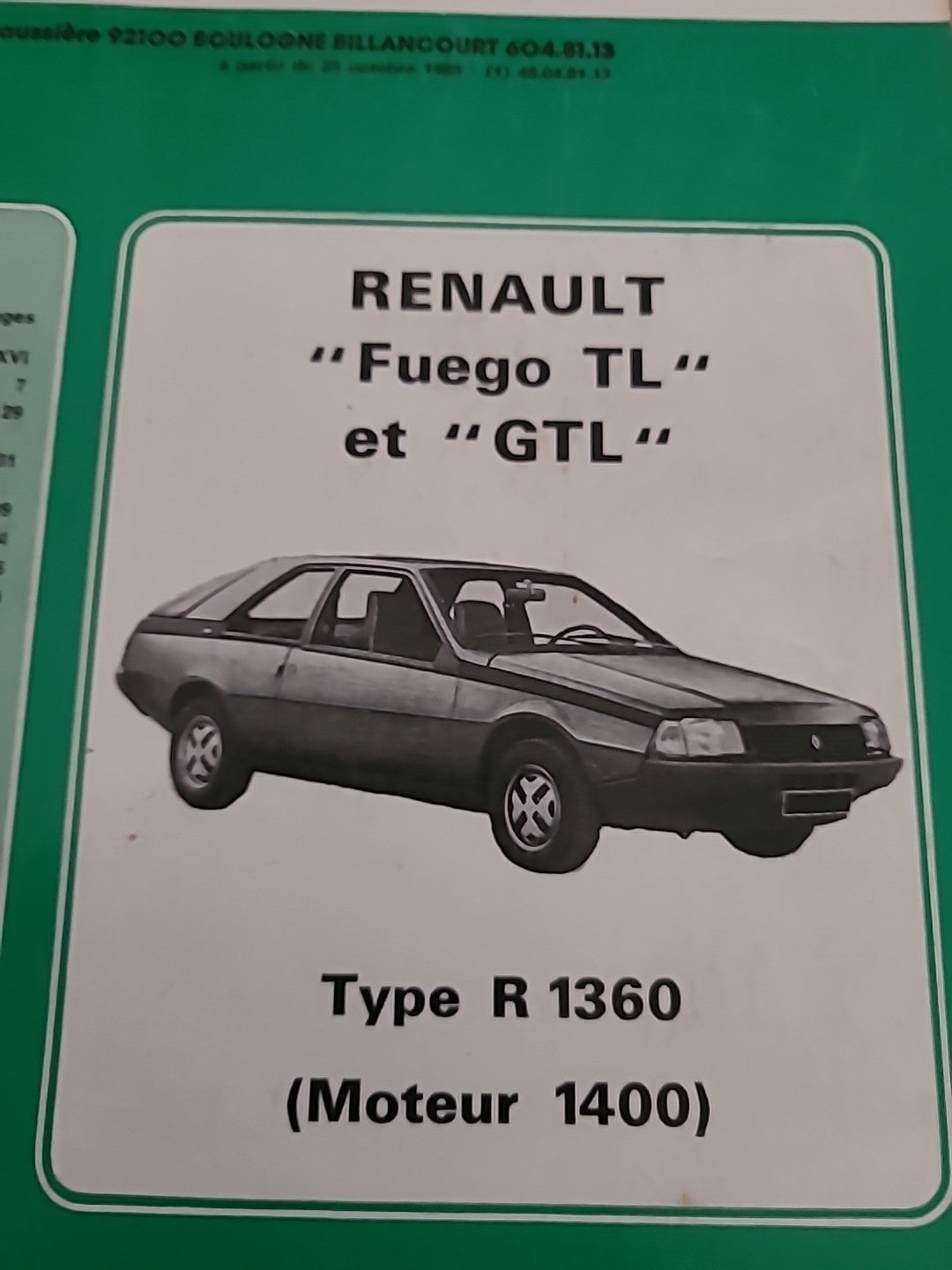Revue Technique Renault FUEGO RTA de 90 pages (Liv34)