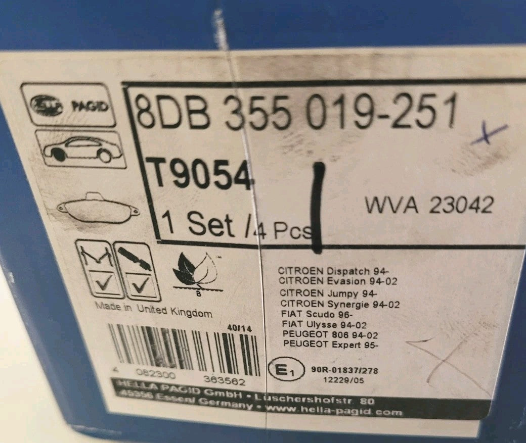 Plaquettes Neuf Avant  HELLA Peugeot 806 Expert Jumpy Citroën (#AUT210)