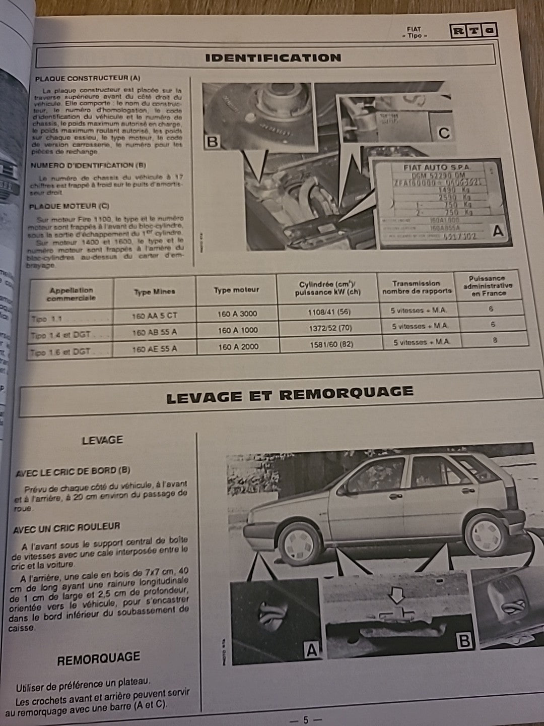 Revue Technique Auto FIAT Tipo RTA de 78 pages (Liv80)