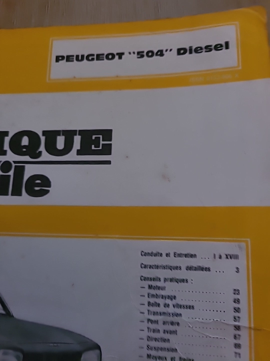 Revue Technique PEUGEOT 504 Diesel RTA de 168 pages (Liv66)