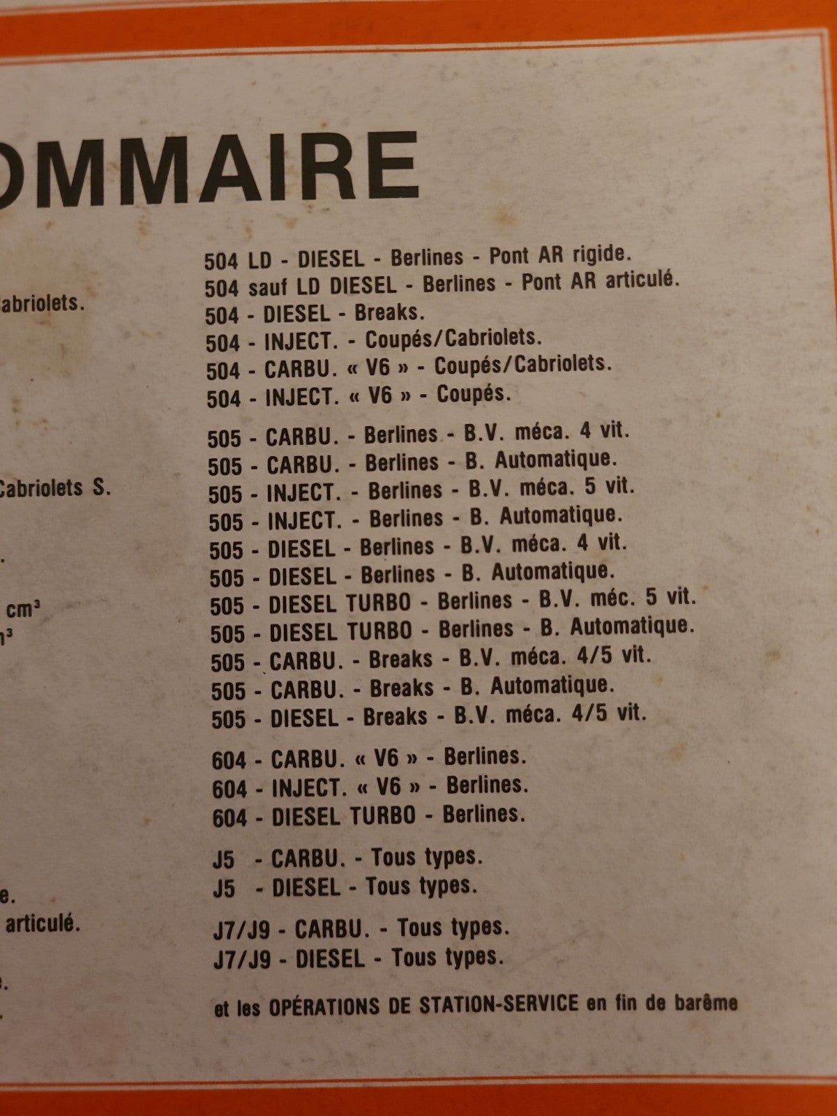 Baremes Temps Revue Technique Automobile PEUGEOT Collector 1999 (Liv153)