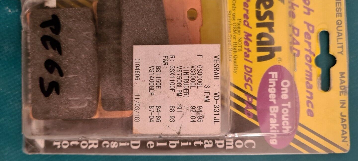 Plaquettes gs 800 gsx 1100... voir fiche détail sur photo 2 (code PE65)