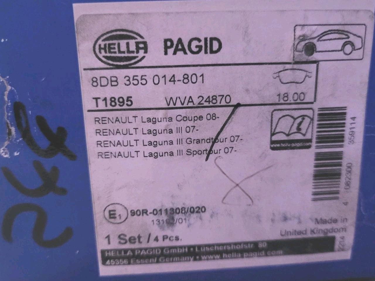 Jeu Plaquettes NEUF Renault Laguna Laguna Coupé WVA24870 5901619590973 (#AUT244)