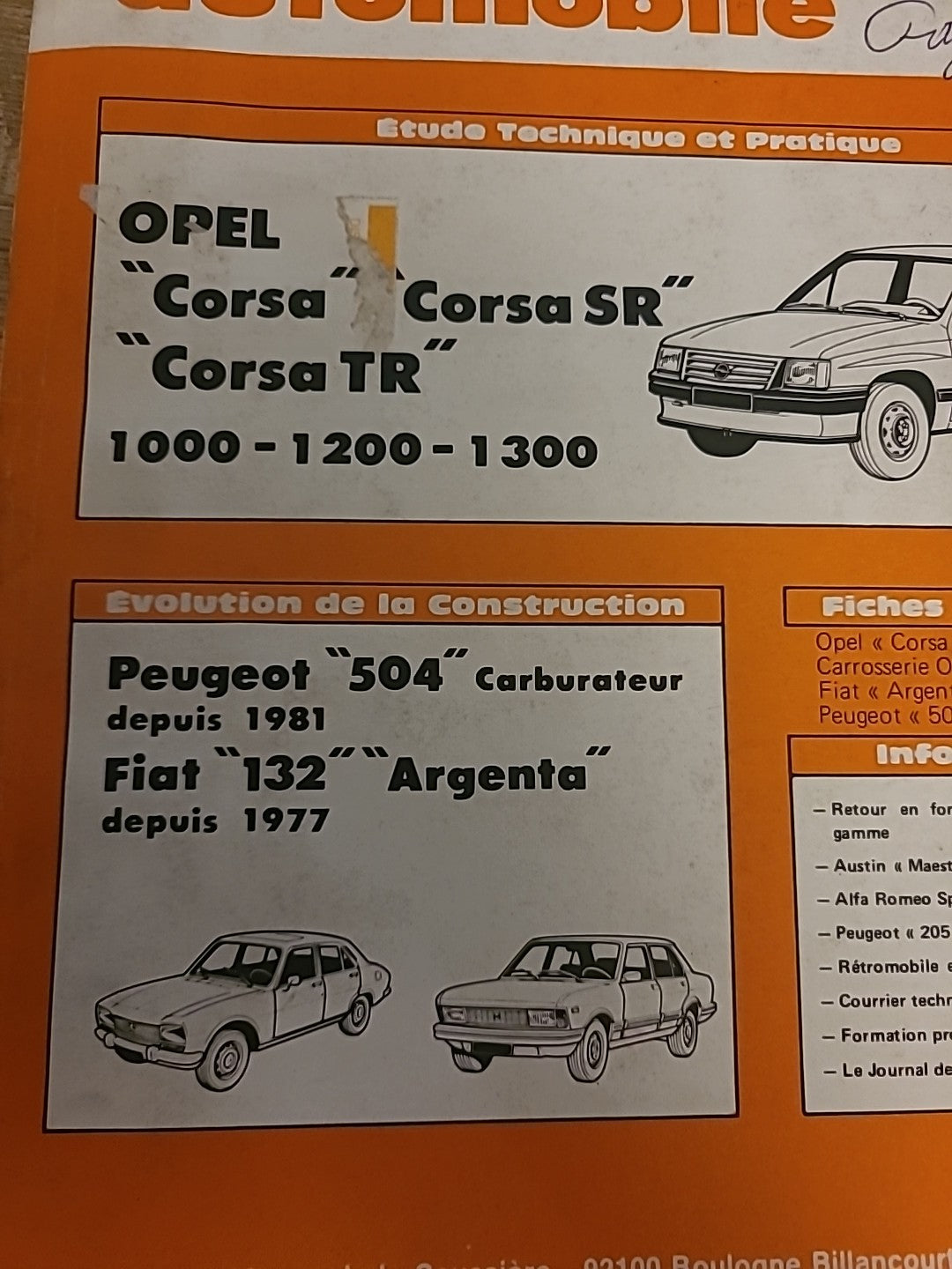Revue Technique Auto Opel Corsa SR  TR RTA de 174 pages (Liv109)