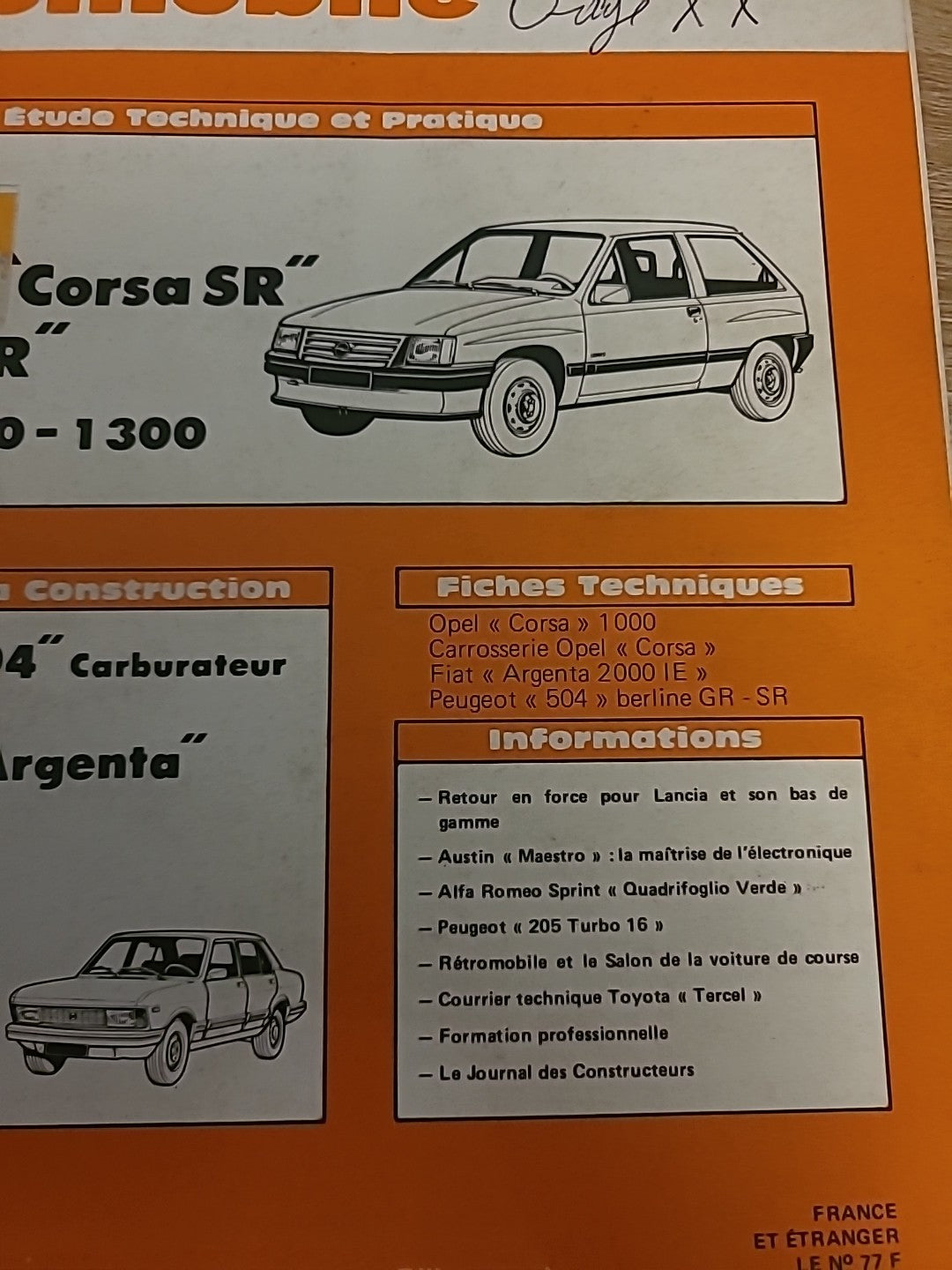 Revue Technique Auto Opel Corsa SR  TR RTA de 174 pages (Liv109)