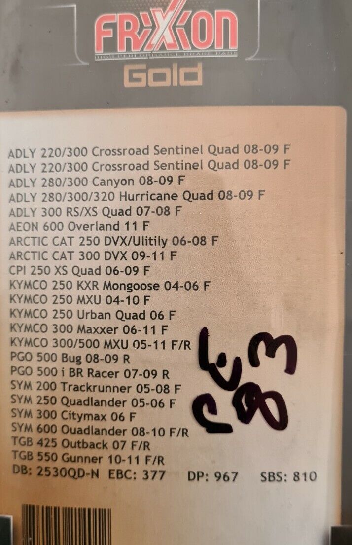 Plaquettes de freins adly kymco ... voir fiche détail sur photo 2 (code PE83)