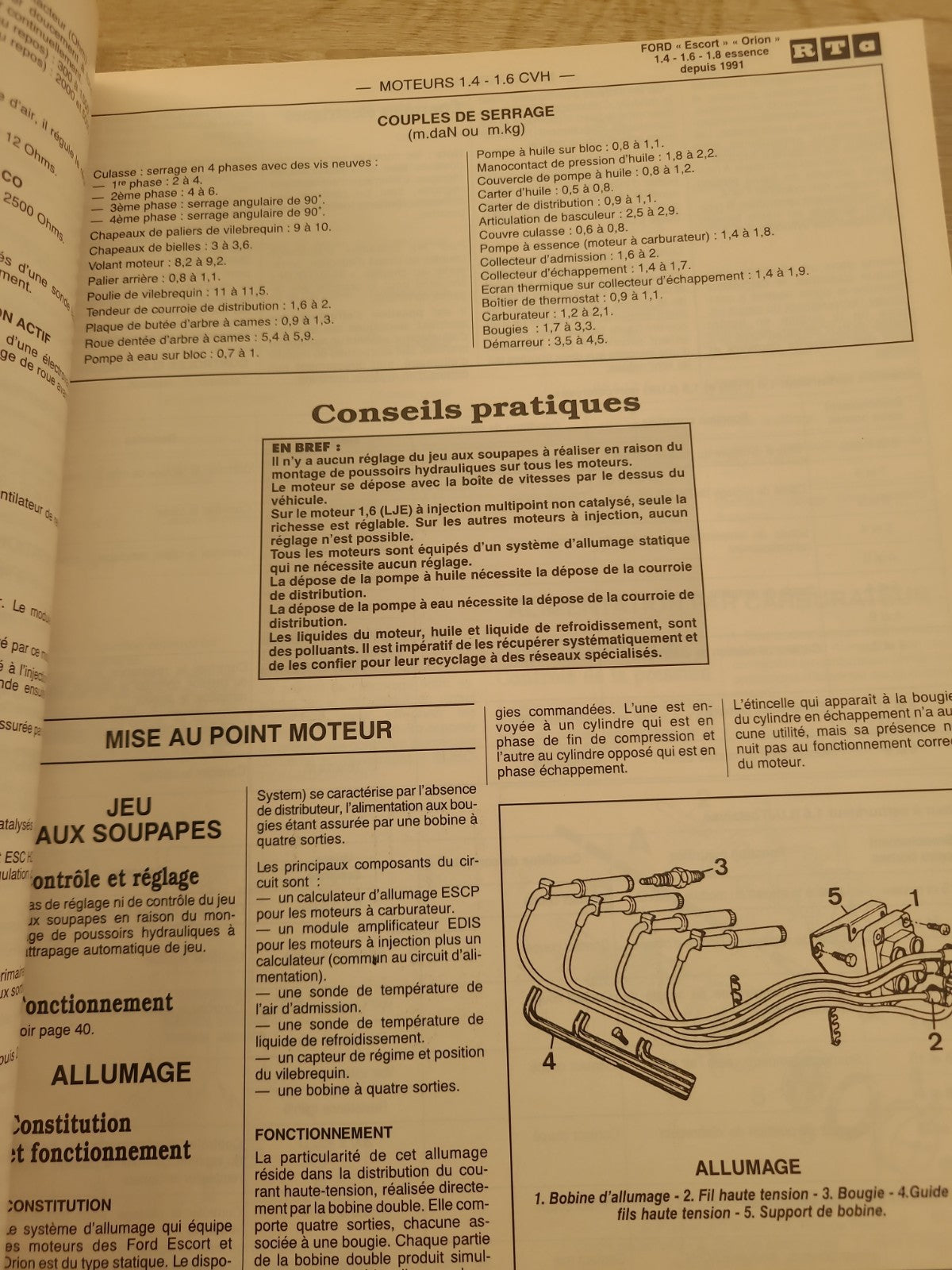 RTA Revue Technique Automobile Ford Escort Et Orion Essence 1993 (Liv198)