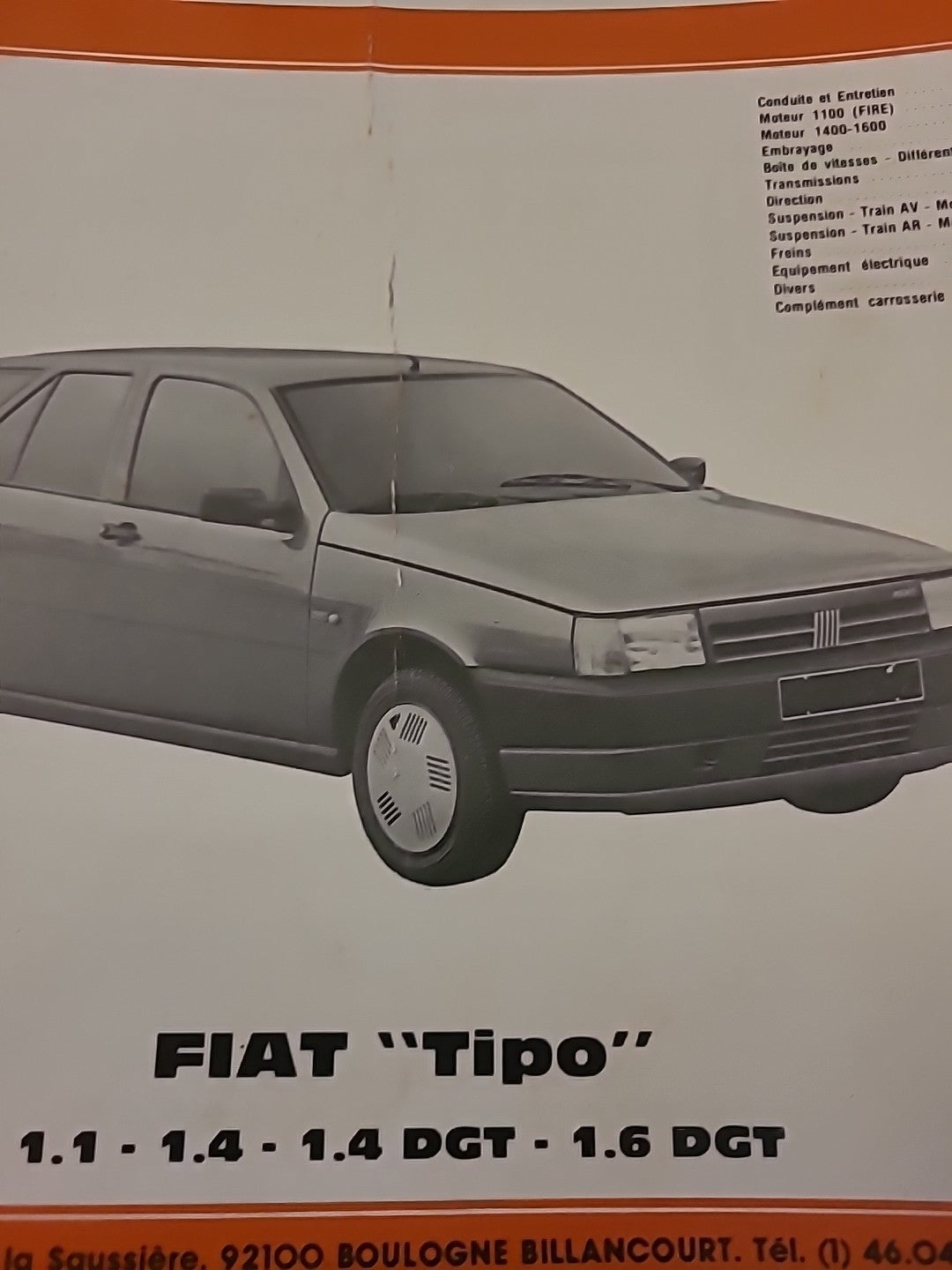 Revue Technique Auto FIAT Tipo RTA de 78 pages (Liv80)