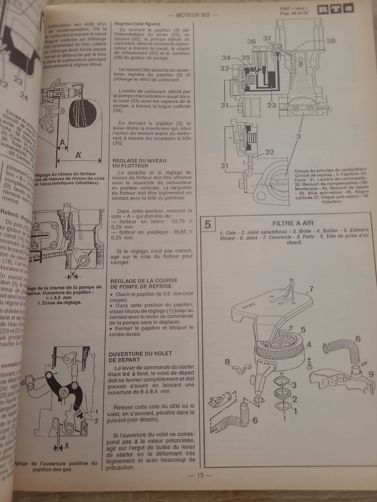 RTA Revue Technique Automobile Fiat Uno Essence 1990 (Liv195)