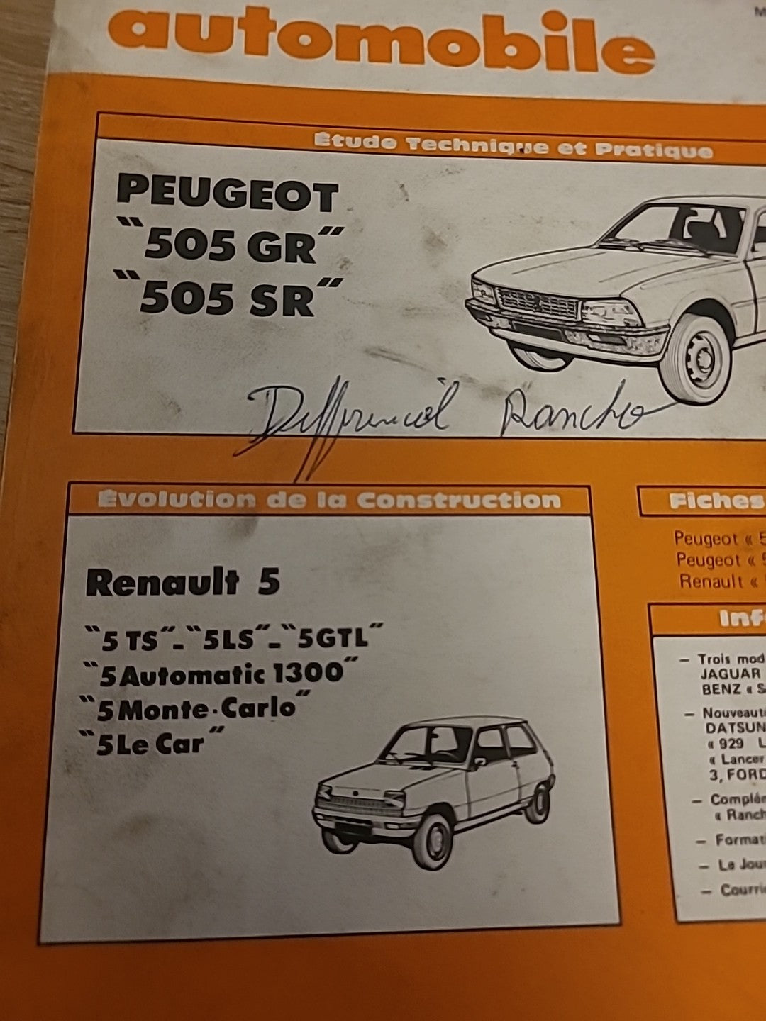 Revue Technique Auto Peugeot 505 Gr Sr RTA de 210 pages (Liv98)