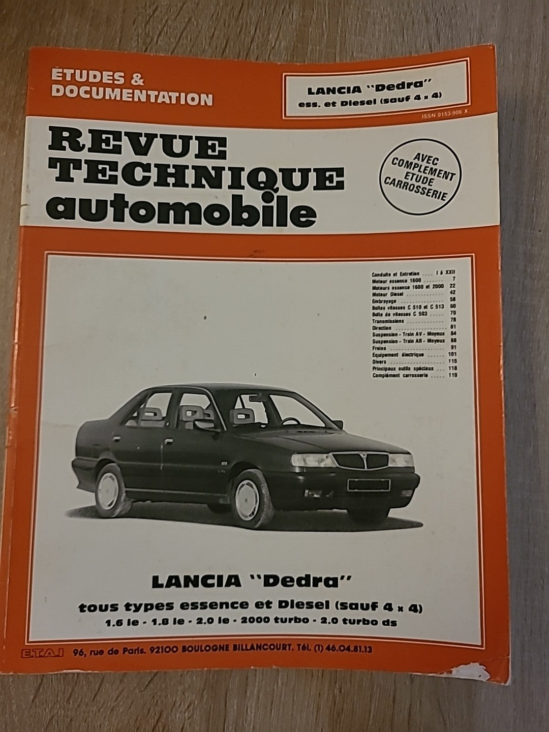 Revue Technique Auto LANCIA Dedra  RTA de 126 pages (Liv83)