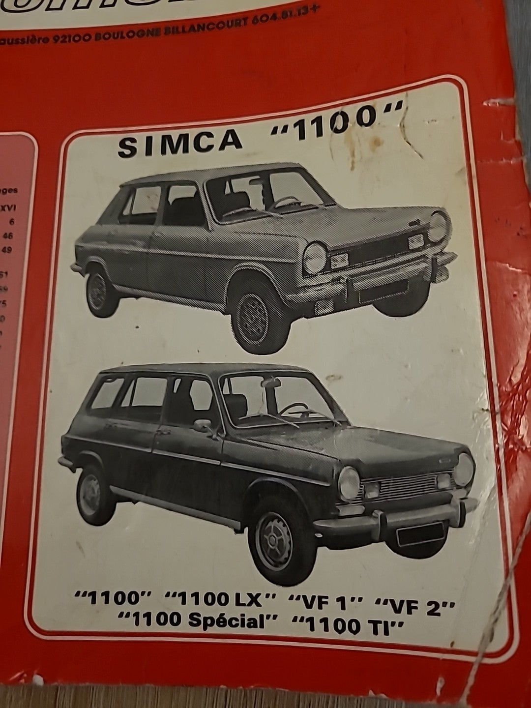 Revue Technique Auto SIMCA 1100 Ti Special RTA de 179 pages (Liv86)