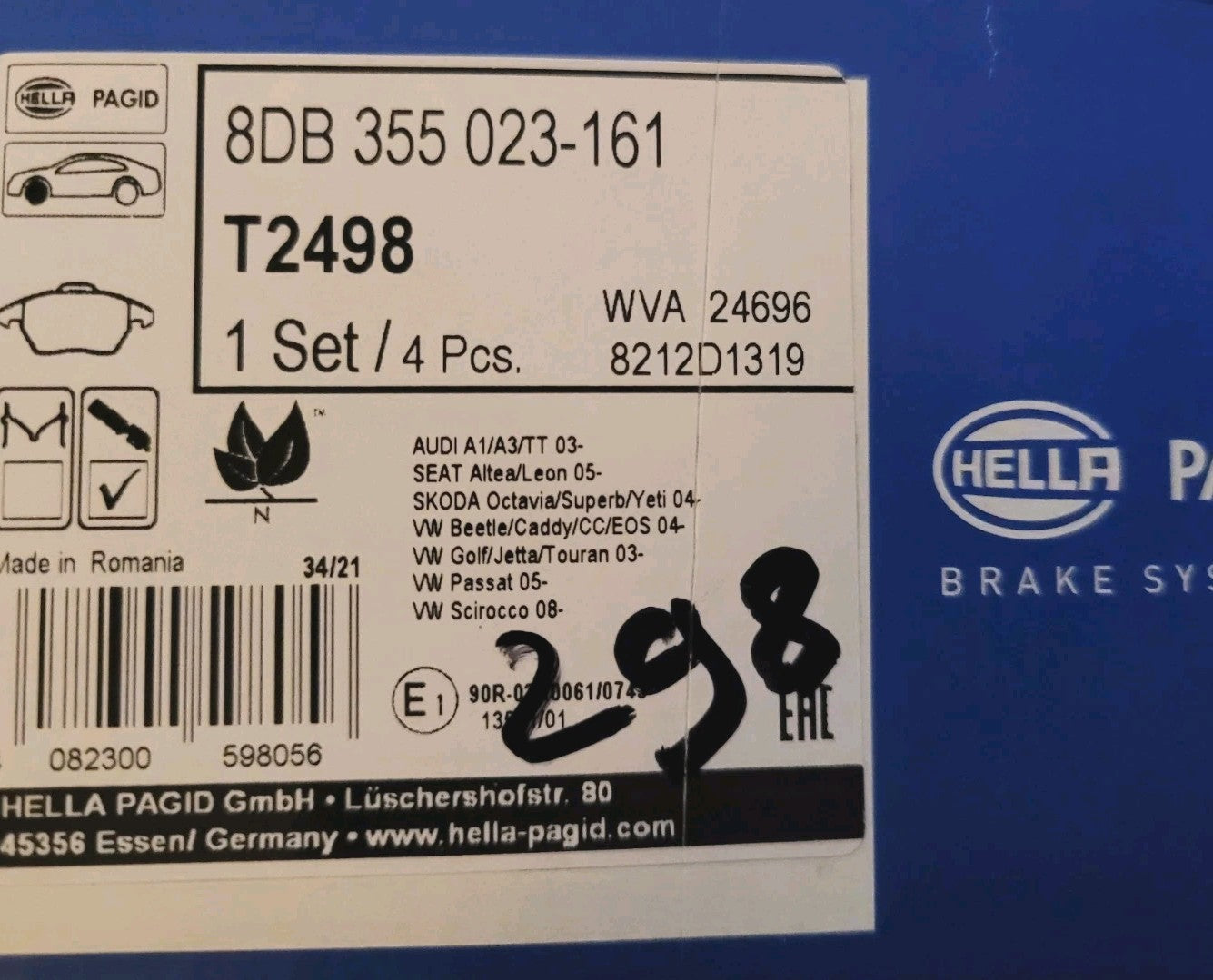 Jeu Plaquettes Av NEUF Audi Skoda Vw Seat 4082300598056 (#AUT298)