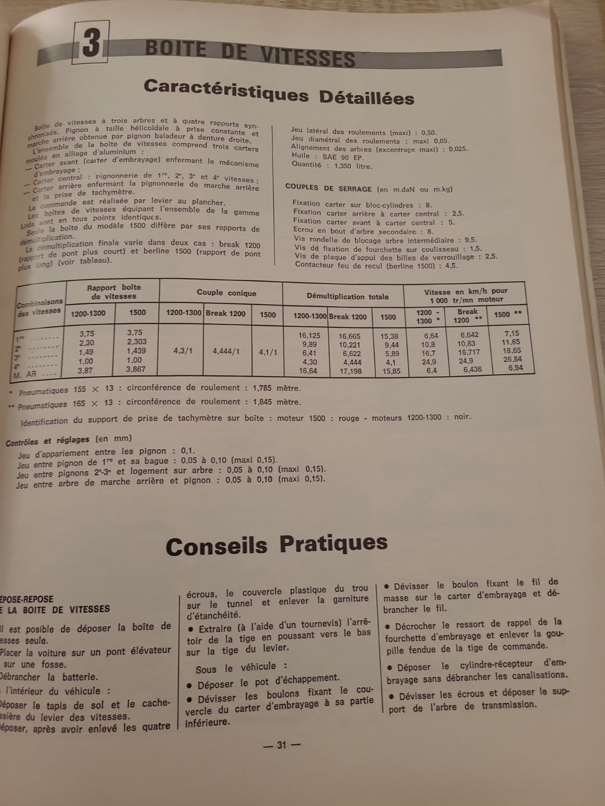RTA Revue Technique Automobile Simca 1000 Lada 1200 1976 (Liv175)