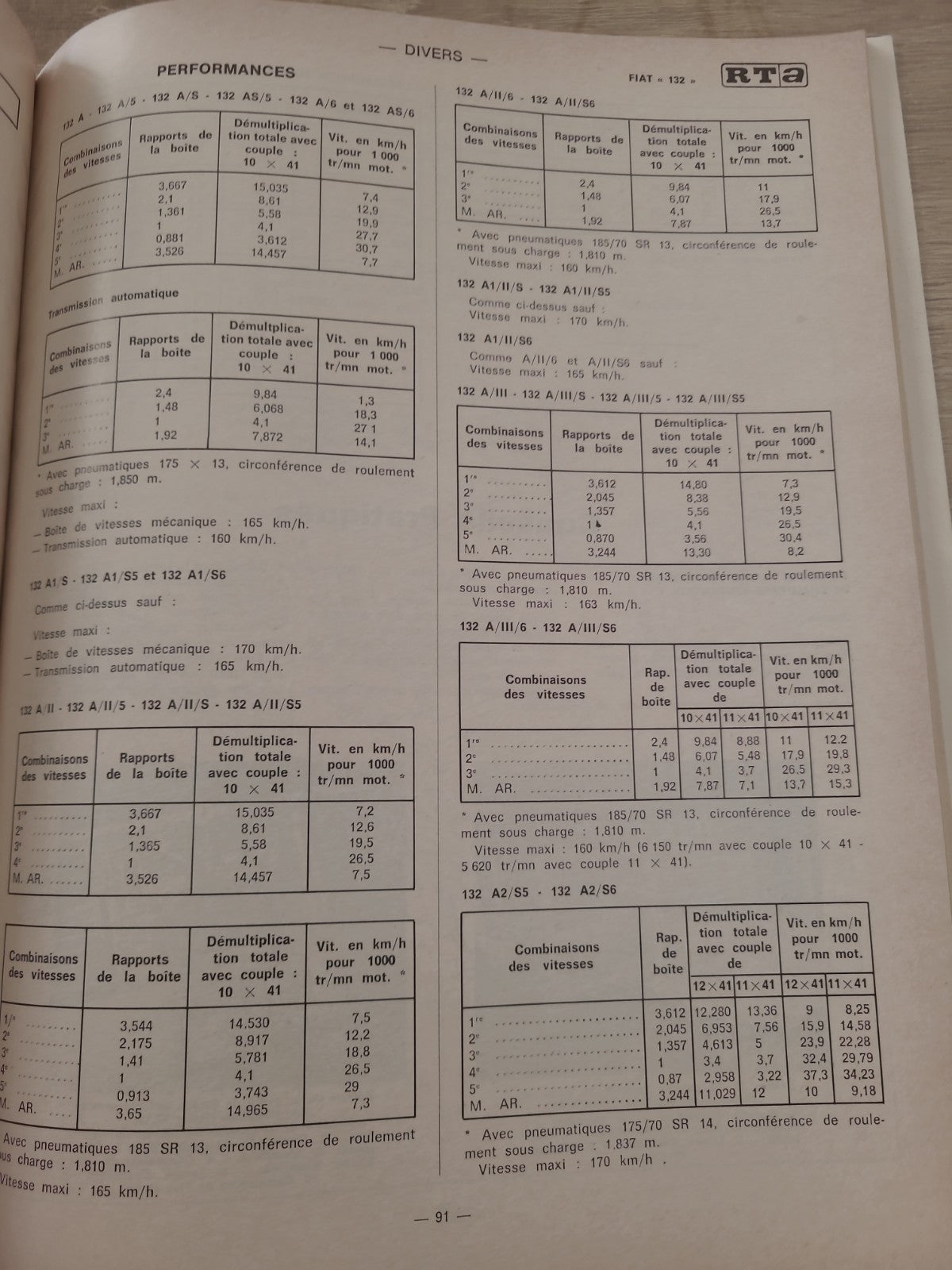 RTA Revue Technique Automobile Renaukt 15 Tl Ts Fiat 132 1978 (Liv227)