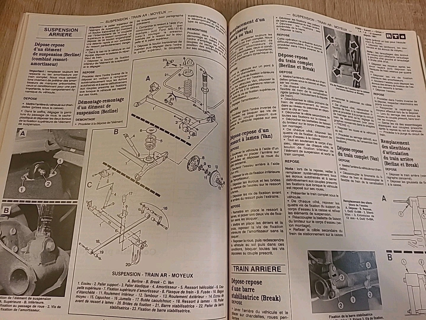 Revue Technique FORD ESCORT ORION 1.4 1.6 1.8  1991-  RTA de 182 pages (Liv23)