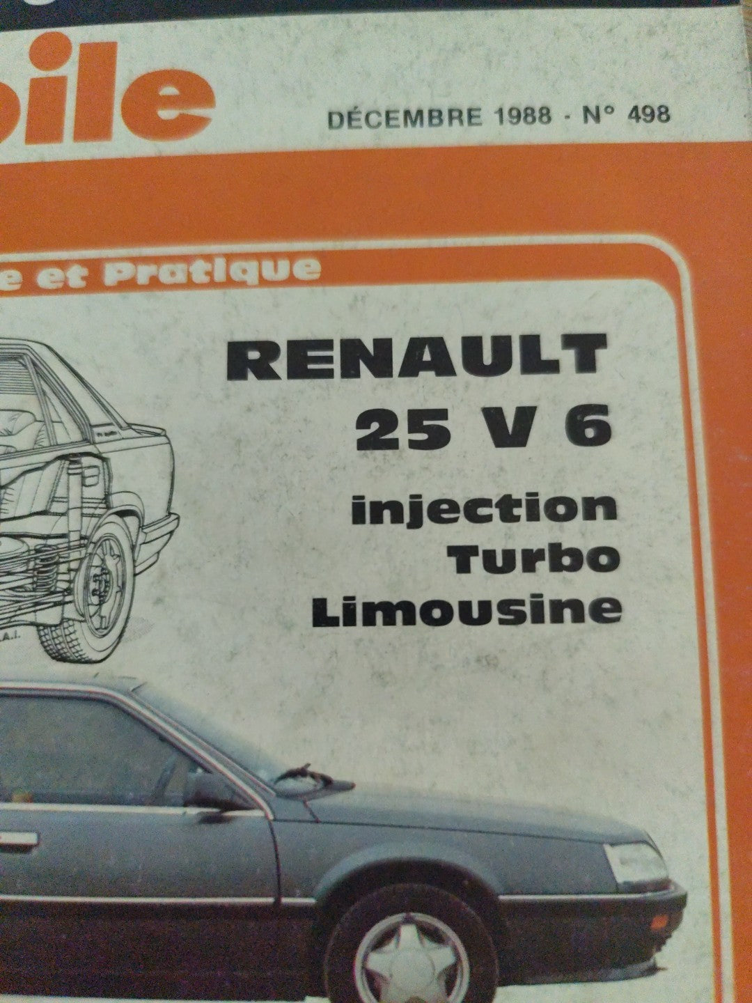 Revue Technique Auto Renault 25 V6 Injection Turbo Limousine RTA  (Liv129)