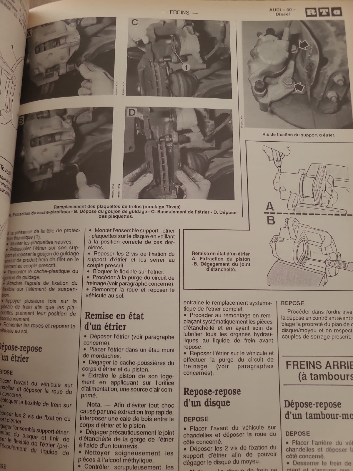 RTA Revue Technique Automobile Audi 80 Diesel Et Turbo Diesel 1990 (Liv202)