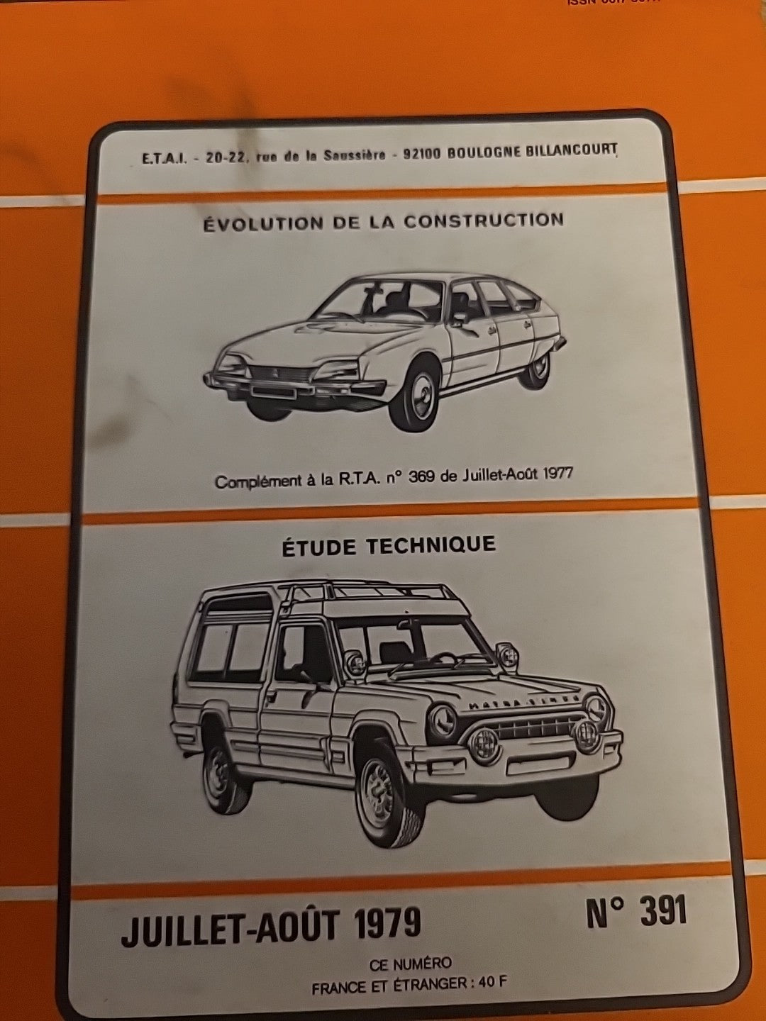 Revue Technique Auto Citroën CX Diesel Matra Rancho RTA de 140 pages (Liv108)