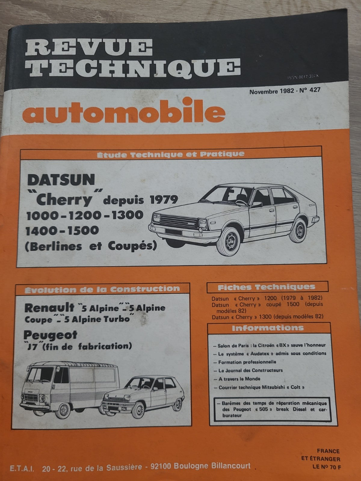 RTA Revue Technique Automobile Datsun Cherry 1982 (Liv173)