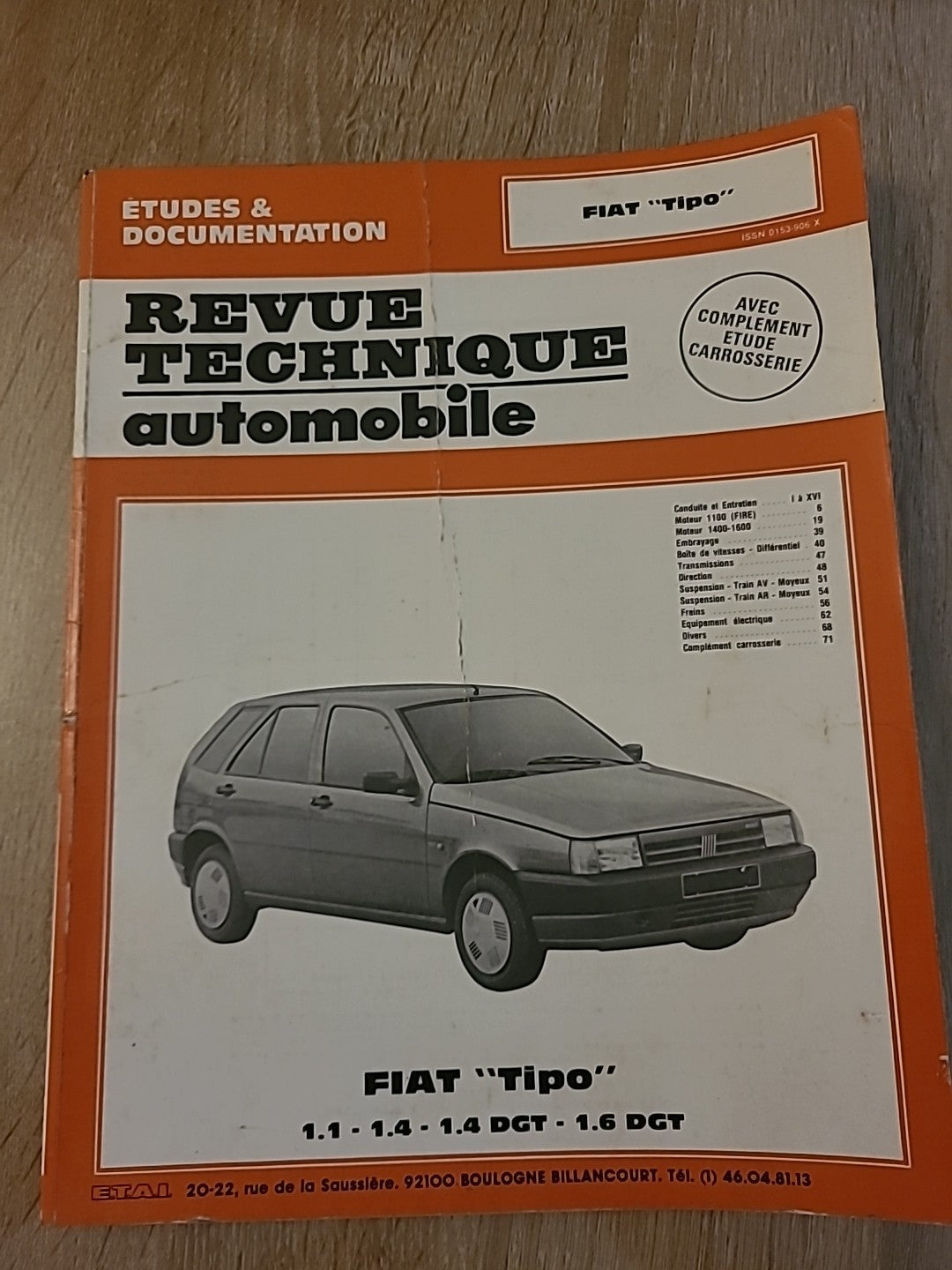 Revue Technique Auto FIAT Tipo RTA de 78 pages (Liv80)