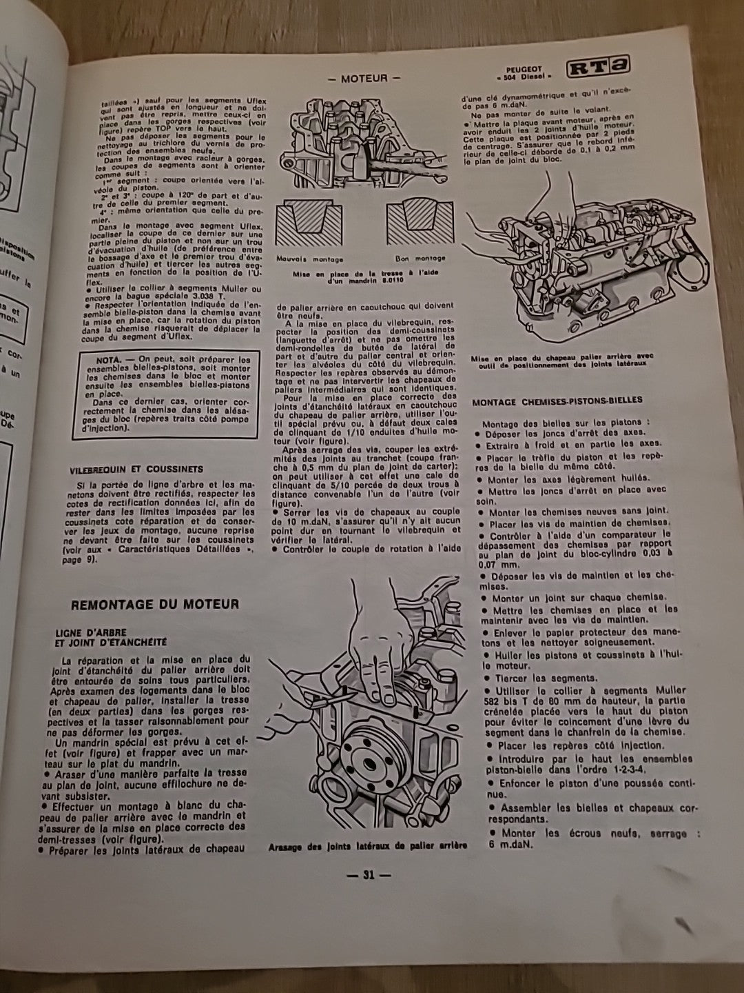 Revue Technique PEUGEOT 504 Diesel RTA de 168 pages (Liv66)