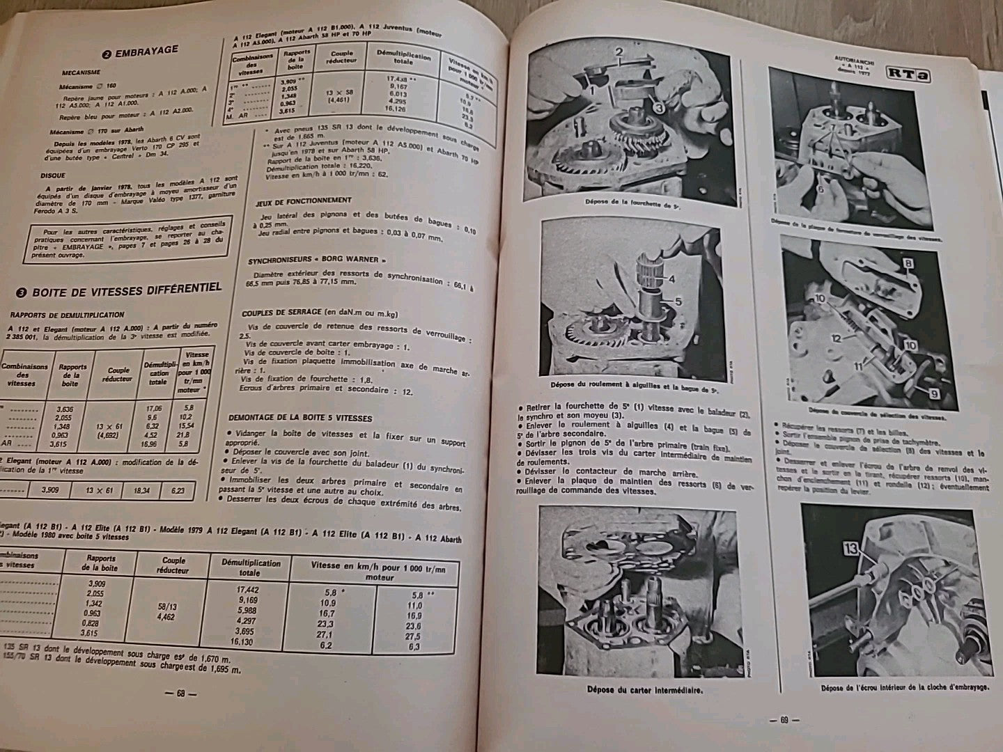 Revue Technique AUTOBIANCHI A112 RTA de 98 pages (Liv26)