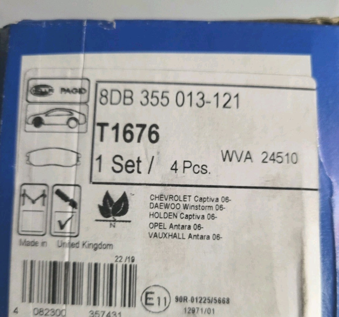 Jeu De Plaquettes Av Chevrolet Captiva Opel Antera 8db355013.121 (#AUT188)