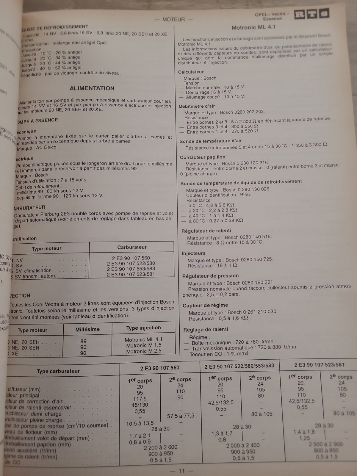 RTA Revue Technique Automobile Opel Vectra Essence 1990 (Liv180)