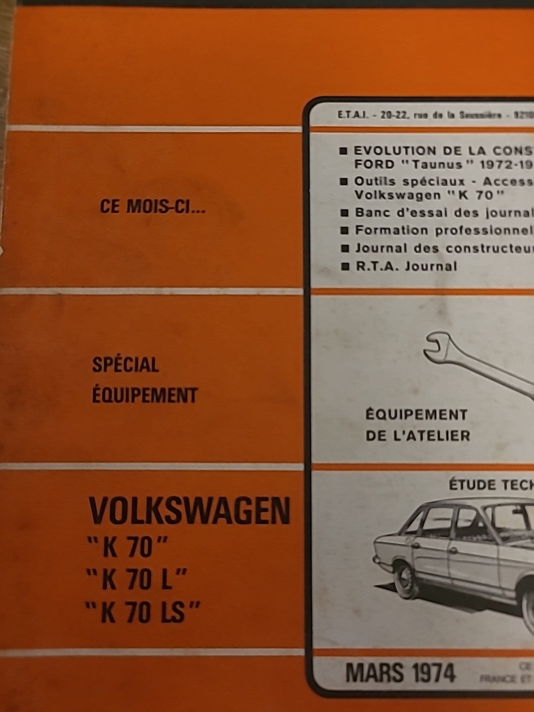 Revue Technique Auto Rta Volkswagen K70 L LS (Liv100)
