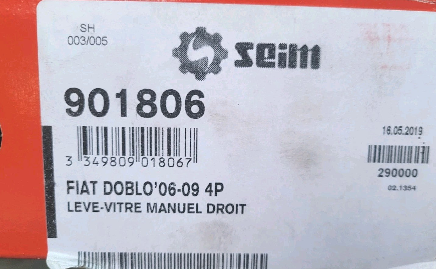 Remonte Vitre Leve Fiat Doblo 06 09 Manuel Avd  901806 51793186 (#AUT270)