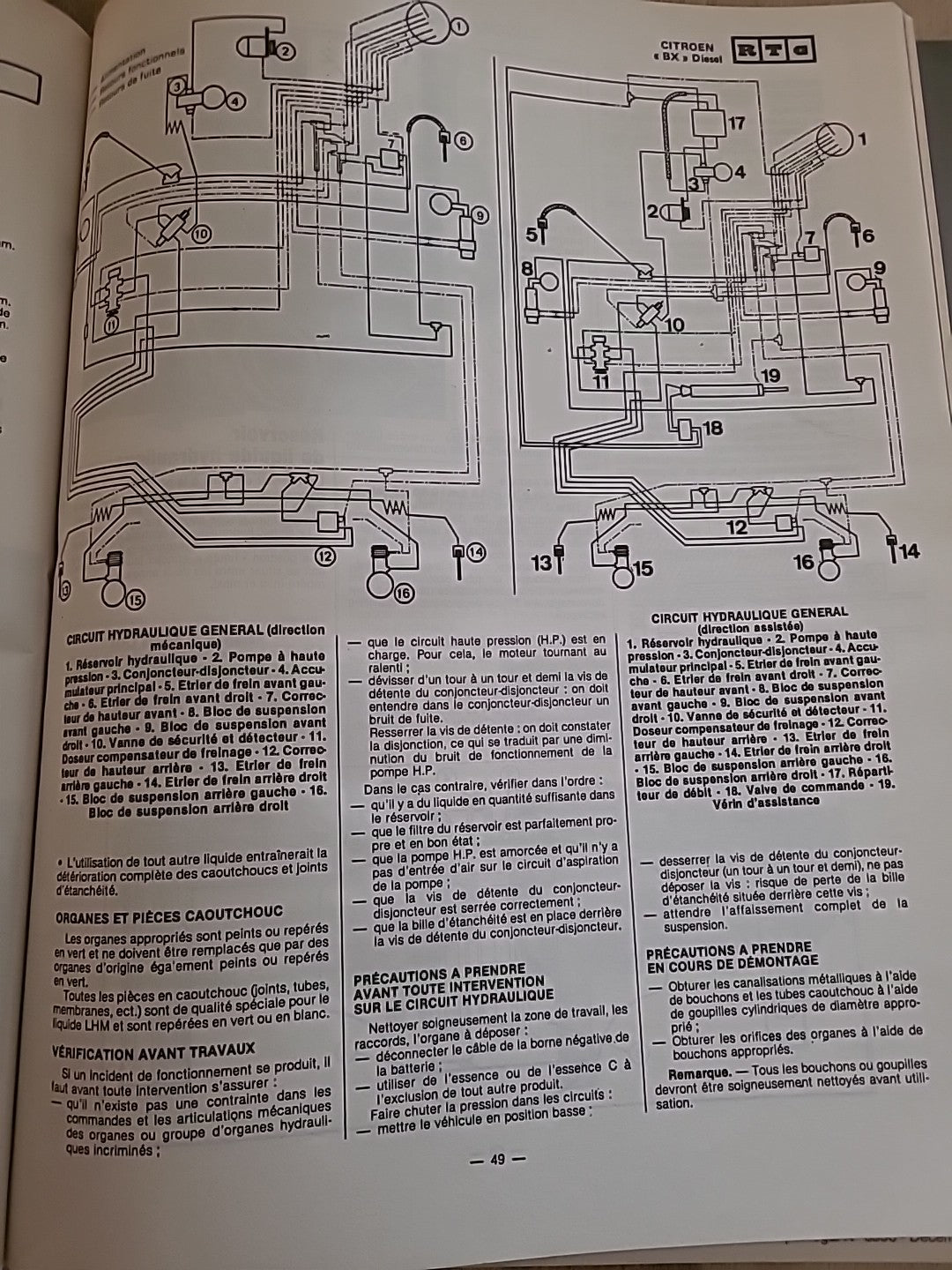 Revue Technique Citroën BX DIESEL RTA de 118 pages (Liv37)
