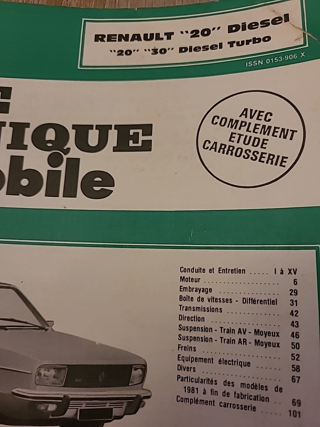 Revue Technique RENAULT 20 Diesel Turbo D  RTA de 108 pages (Liv70)