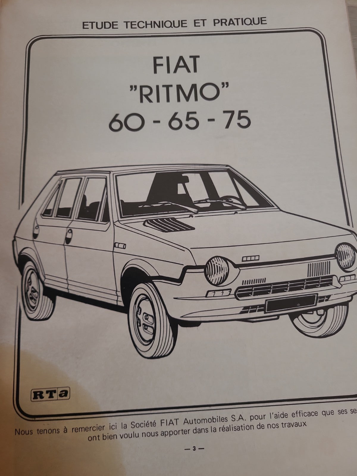 RTA Revue Technique Automobile Chrysler Horizon Simca Fiat Ritmo 1979 (Liv165)